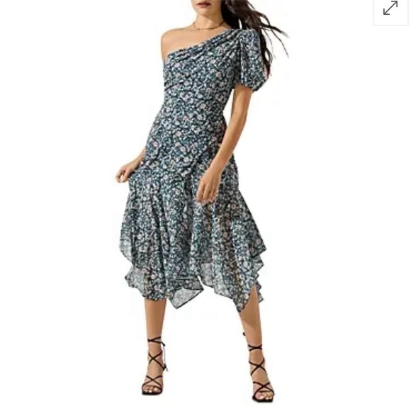 Astr the label Santorini Dress Blue & Peach Multi Floral small - Picture 3 of 3